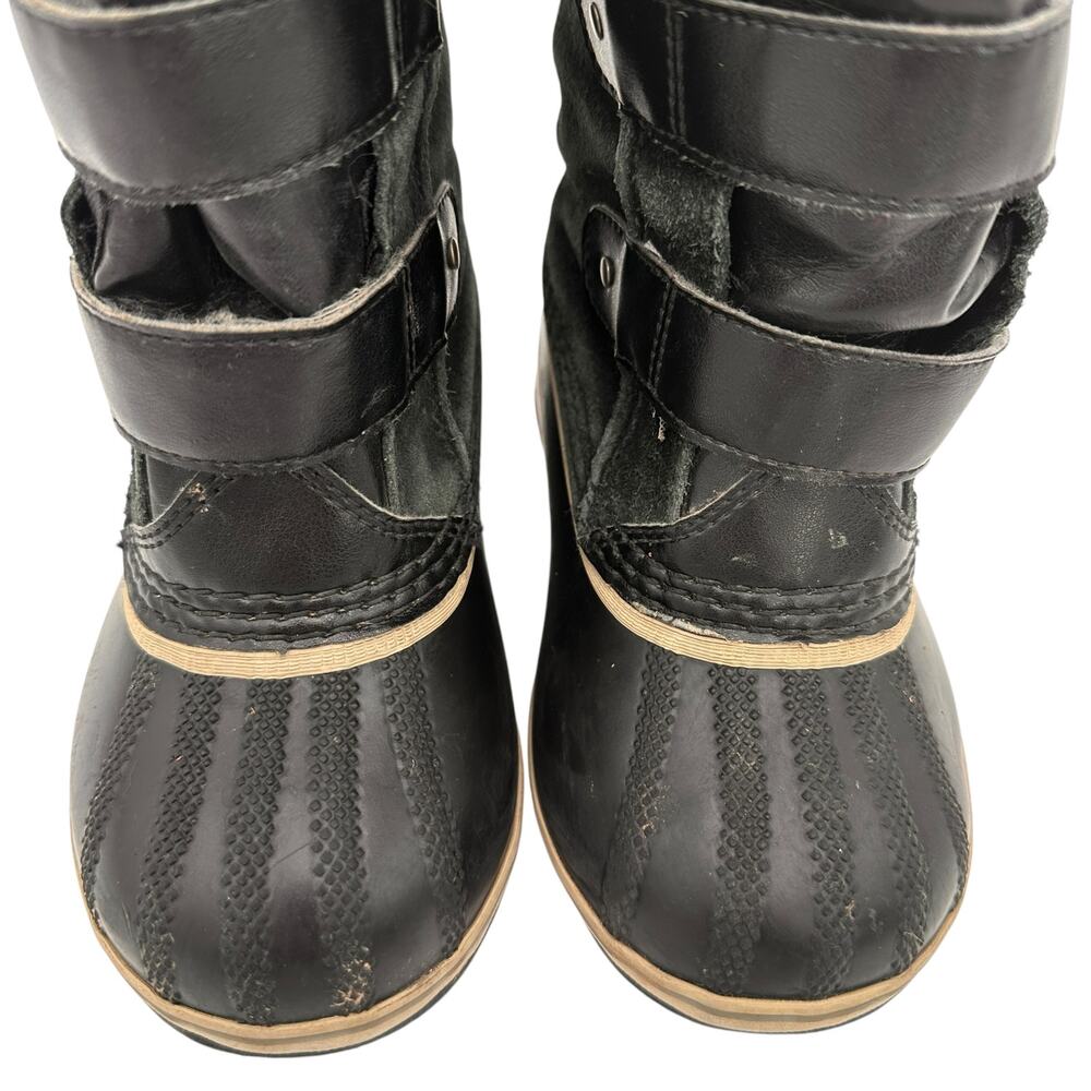 Sorel Youth Pac Strap Black Suede Waterproof Snow Boots Size 11 - Picture 4 of 8
